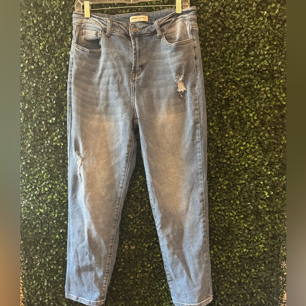 🔥5/$30🔥HAMMER DISTRESSED HI RISE CROP JEANS